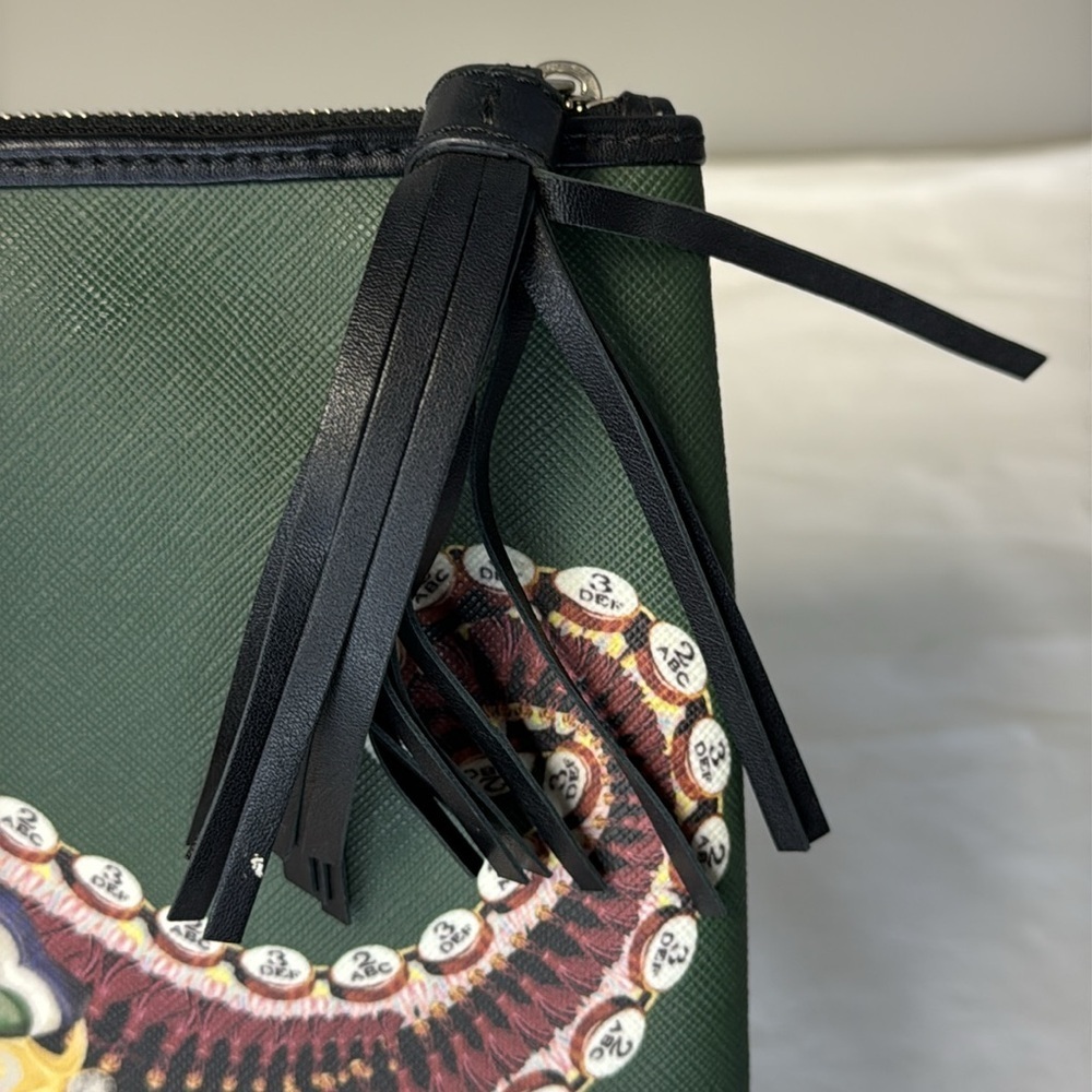 Mary Katrantzou Green Paisley Print Clutch Bag Coated PVC - Picture 6 of 8